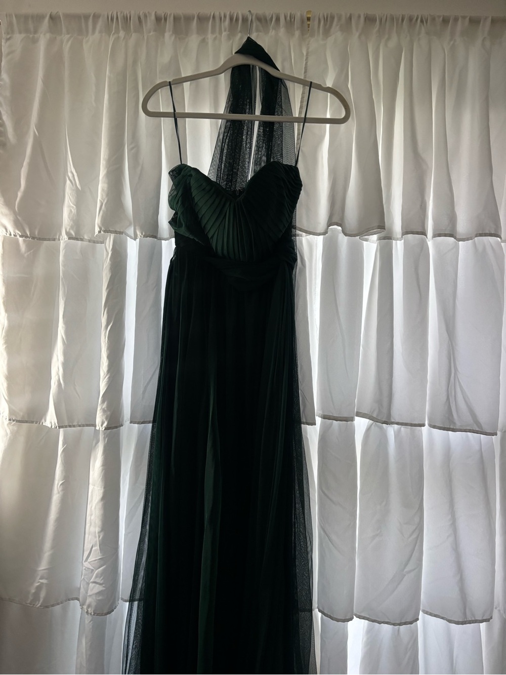 Birdy Grey Dark Green Pleated Sweetheart Maxi Dress